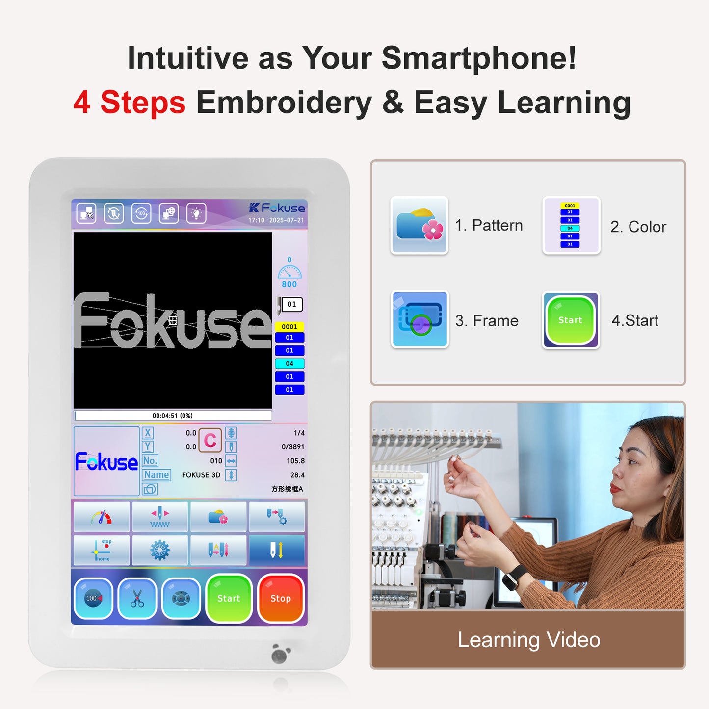Fokuse brand FKS-1001 Commercial Embroidery Machine