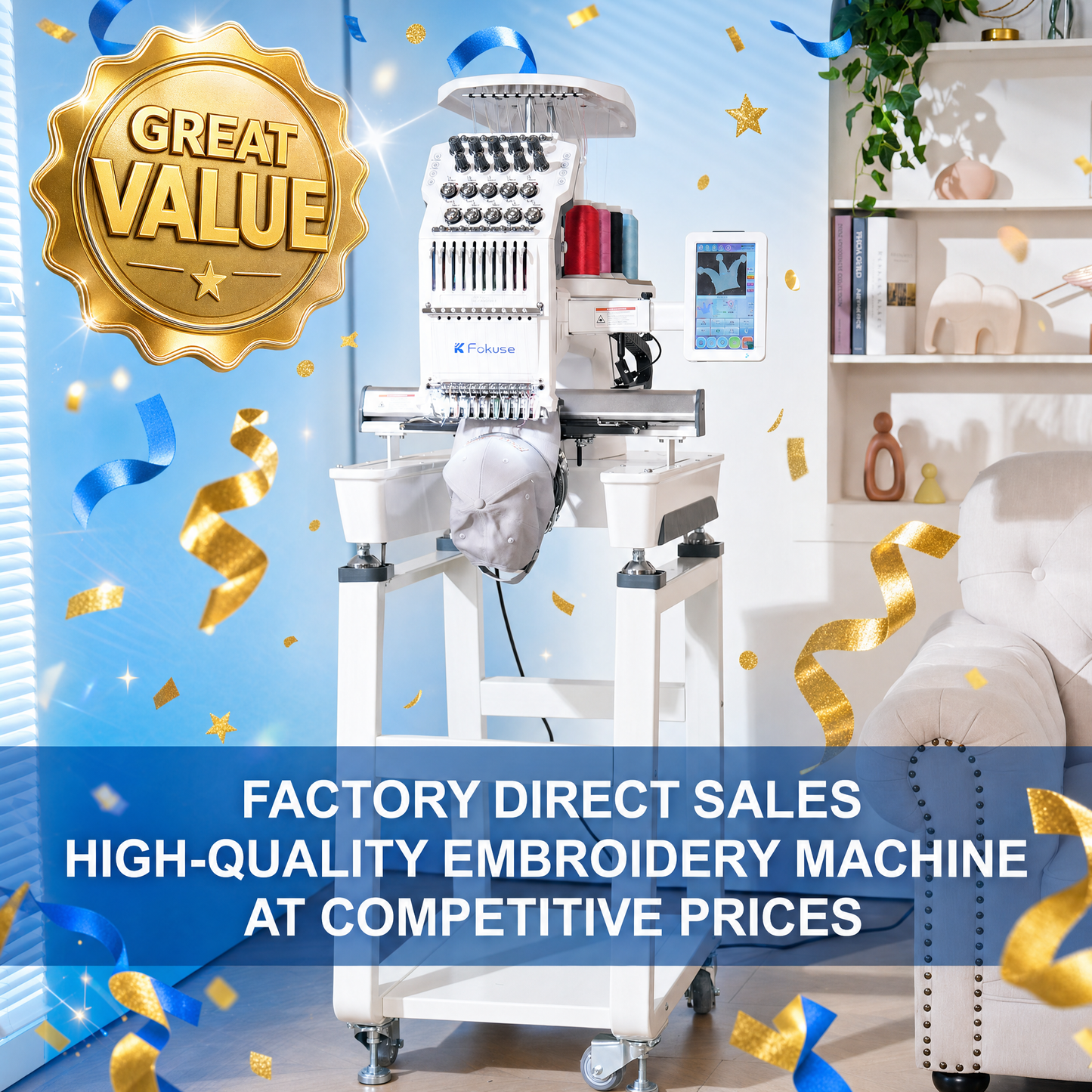Fokuse brand FKS-1001 Commercial Embroidery Machine
